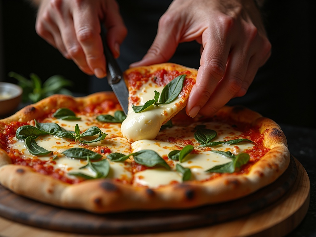 Burrata crémeuse découpée sur une pizza